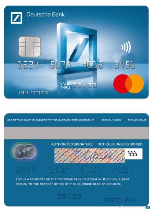 Download Germany Deutsche Bank debit mastercard Photoshop template